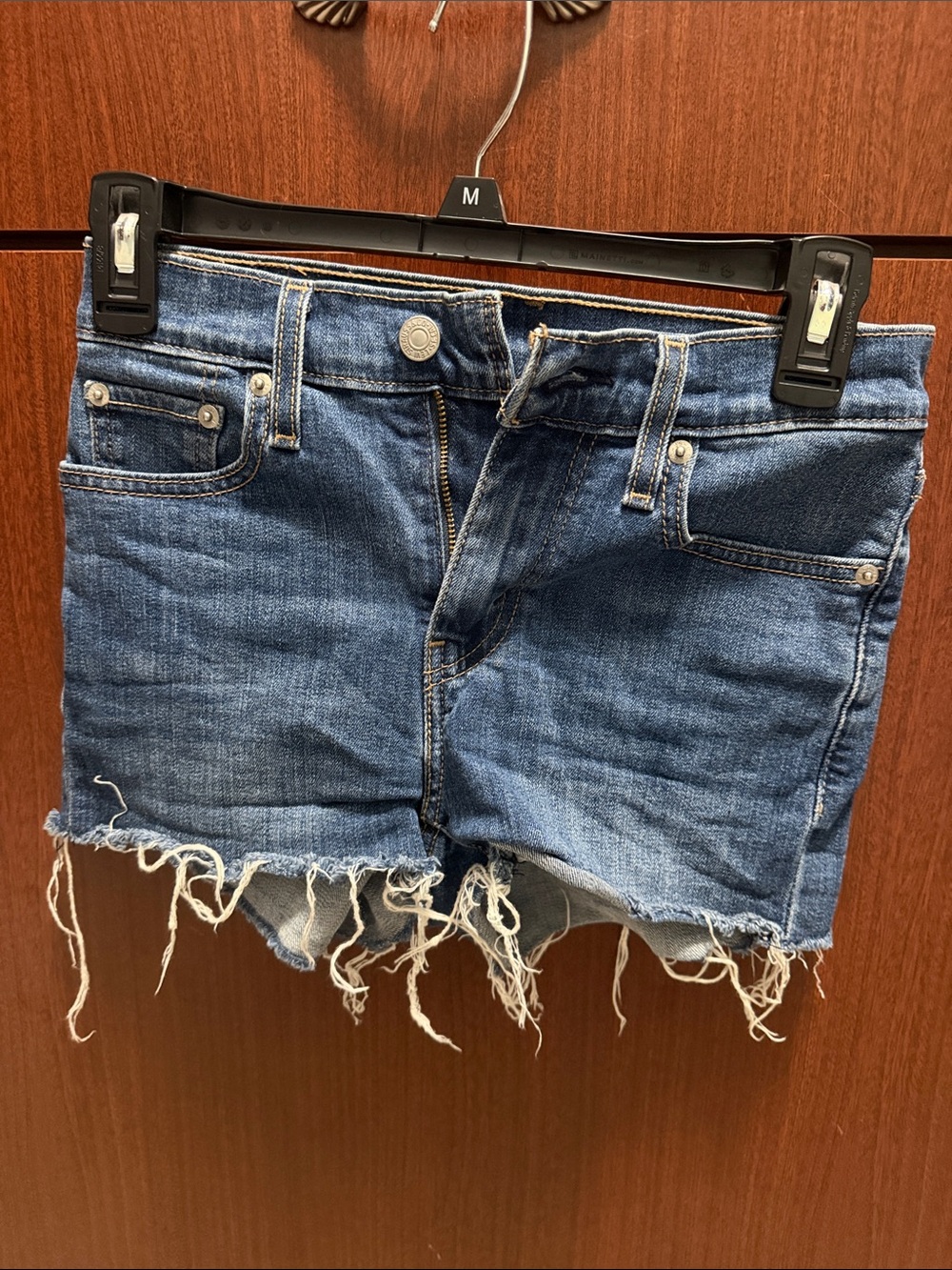 Levi's Distressed Medium Blue Denim Jean Shorts